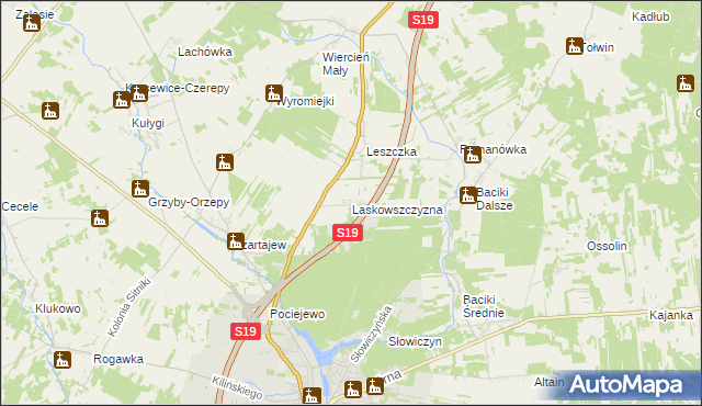 mapa Laskowszczyzna gmina Siemiatycze, Laskowszczyzna gmina Siemiatycze na mapie Targeo