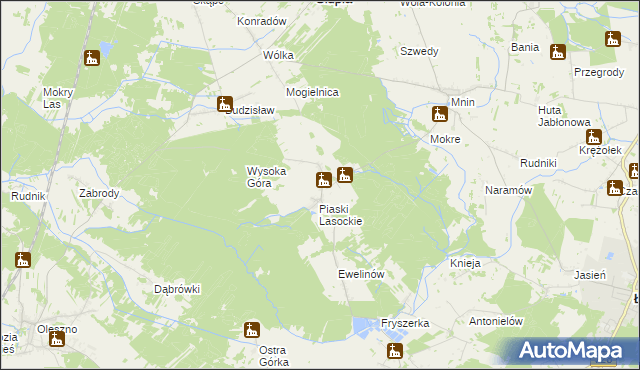 mapa Lasocin gmina Łopuszno, Lasocin gmina Łopuszno na mapie Targeo