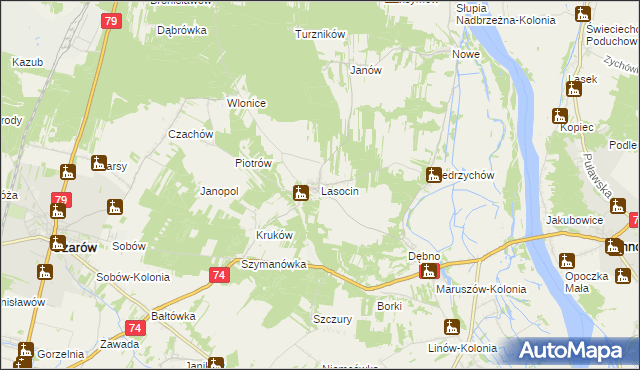 mapa Lasocin gmina Ożarów, Lasocin gmina Ożarów na mapie Targeo