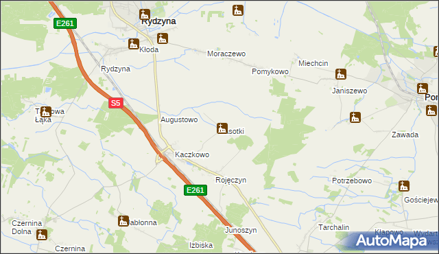 mapa Lasotki gmina Rydzyna, Lasotki gmina Rydzyna na mapie Targeo