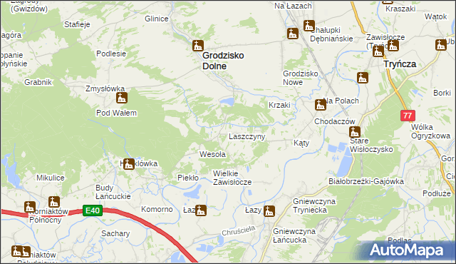 mapa Laszczyny, Laszczyny na mapie Targeo