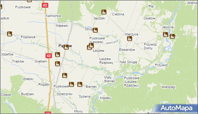 mapa Łaszew Rządowy, Łaszew Rządowy na mapie Targeo