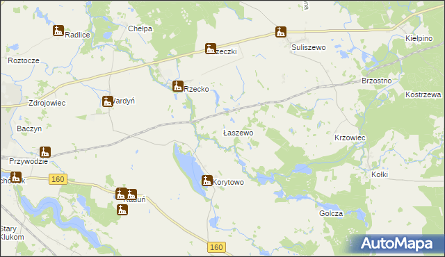 mapa Łaszewo gmina Choszczno, Łaszewo gmina Choszczno na mapie Targeo