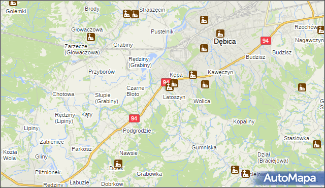 mapa Latoszyn, Latoszyn na mapie Targeo