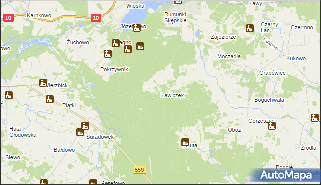mapa Ławiczek, Ławiczek na mapie Targeo