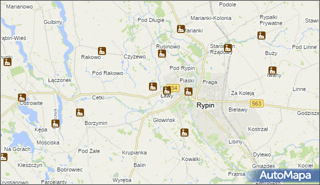 mapa Ławy gmina Rypin, Ławy gmina Rypin na mapie Targeo