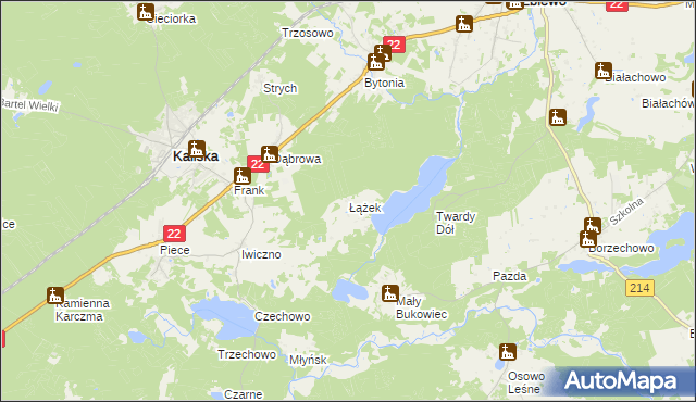 mapa Łążek gmina Kaliska, Łążek gmina Kaliska na mapie Targeo