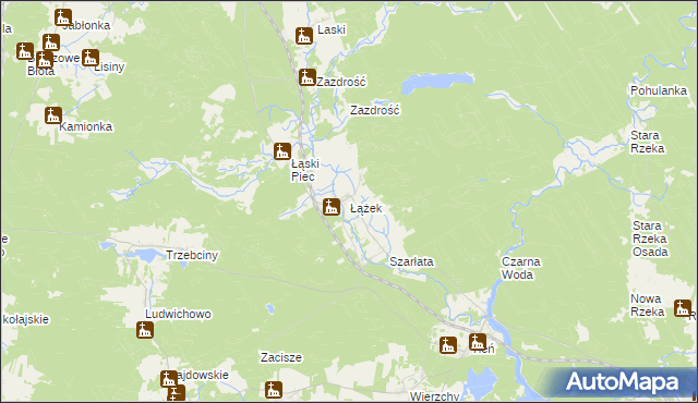 mapa Łążek gmina Osie, Łążek gmina Osie na mapie Targeo