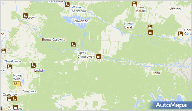 mapa Łążek gmina Zaklików, Łążek gmina Zaklików na mapie Targeo