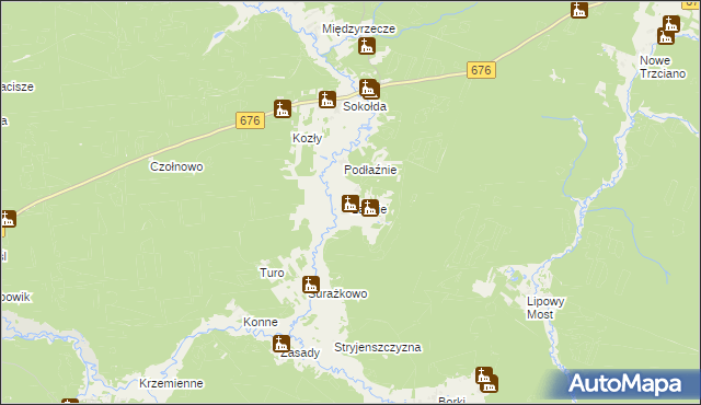 mapa Łaźnie, Łaźnie na mapie Targeo