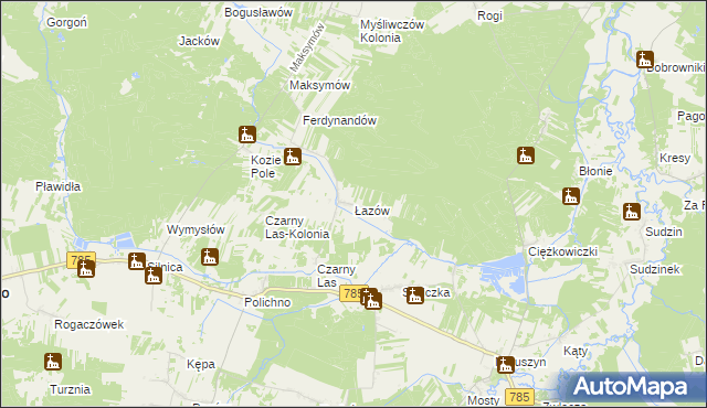 mapa Łazów gmina Żytno, Łazów gmina Żytno na mapie Targeo