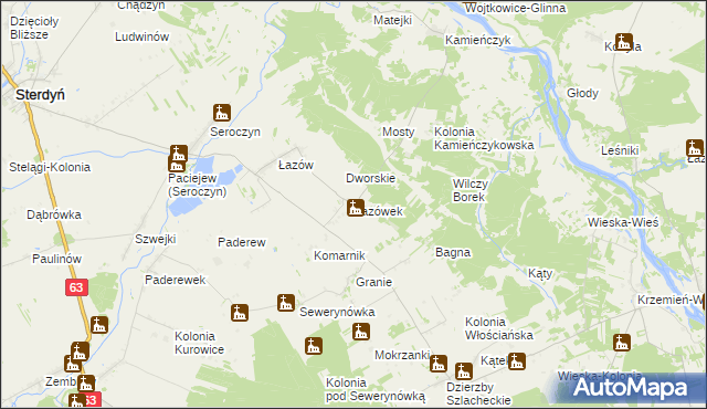 mapa Łazówek, Łazówek na mapie Targeo