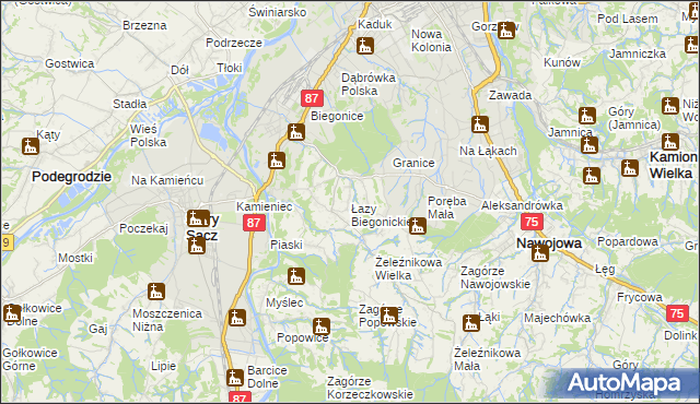 mapa Łazy Biegonickie, Łazy Biegonickie na mapie Targeo