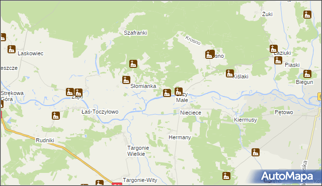 mapa Łazy Duże gmina Tykocin, Łazy Duże gmina Tykocin na mapie Targeo