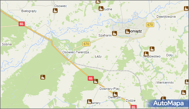 mapa Łazy gmina Goniądz, Łazy gmina Goniądz na mapie Targeo