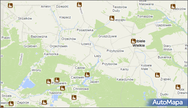 mapa Łazy gmina Kobiele Wielkie, Łazy gmina Kobiele Wielkie na mapie Targeo