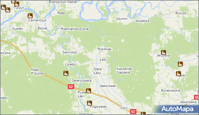 mapa Łazy gmina Łochów, Łazy gmina Łochów na mapie Targeo