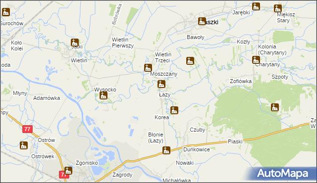 mapa Łazy gmina Radymno, Łazy gmina Radymno na mapie Targeo