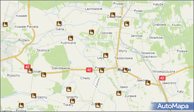 mapa Łazy gmina Rudniki, Łazy gmina Rudniki na mapie Targeo