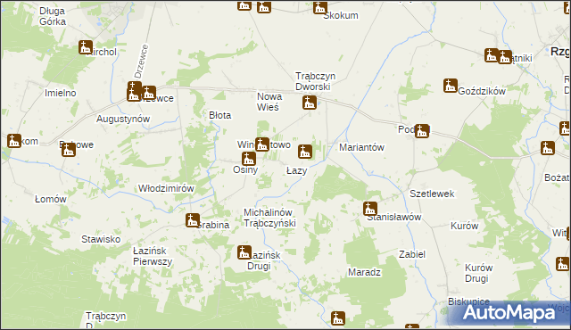 mapa Łazy gmina Zagórów, Łazy gmina Zagórów na mapie Targeo