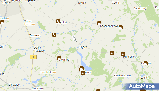 mapa Łążyn gmina Lubawa, Łążyn gmina Lubawa na mapie Targeo