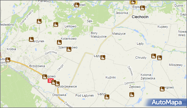mapa Łążynek, Łążynek na mapie Targeo