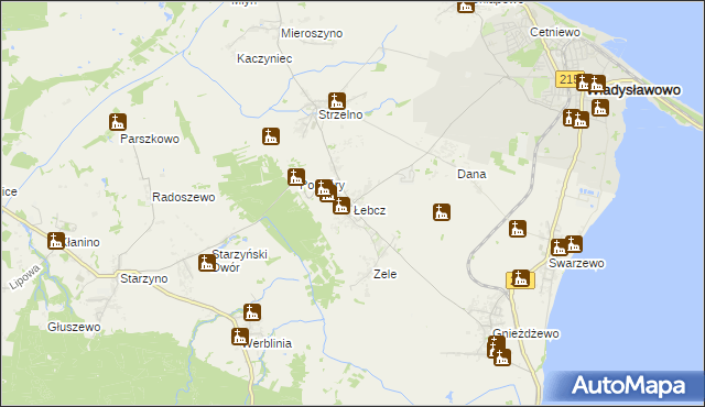 mapa Łebcz, Łebcz na mapie Targeo