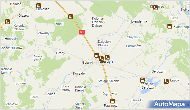 mapa Lebiedzie gmina Sterdyń, Lebiedzie gmina Sterdyń na mapie Targeo