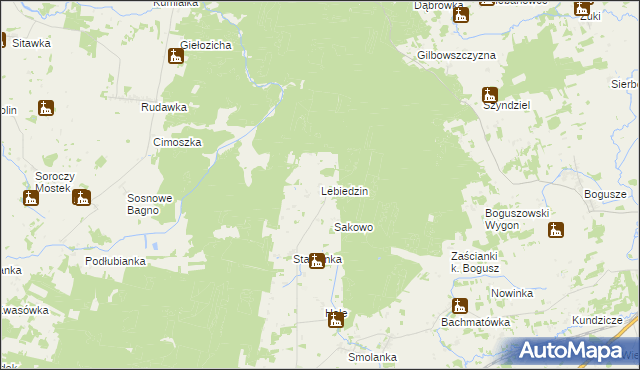 mapa Lebiedzin gmina Sokółka, Lebiedzin gmina Sokółka na mapie Targeo