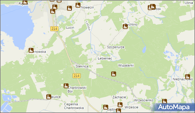 mapa Łebieniec, Łebieniec na mapie Targeo