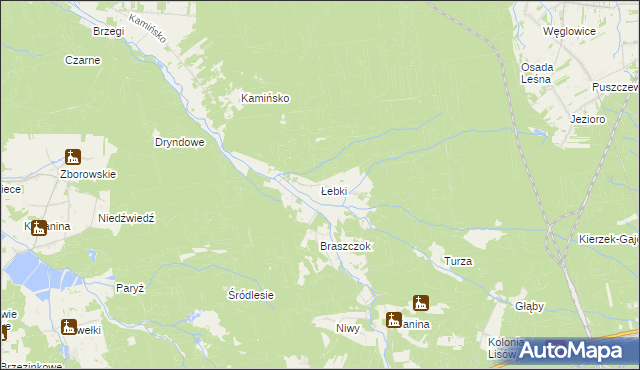 mapa Łebki gmina Herby, Łebki gmina Herby na mapie Targeo