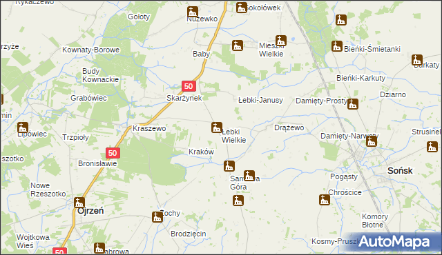 mapa Łebki Wielkie, Łebki Wielkie na mapie Targeo