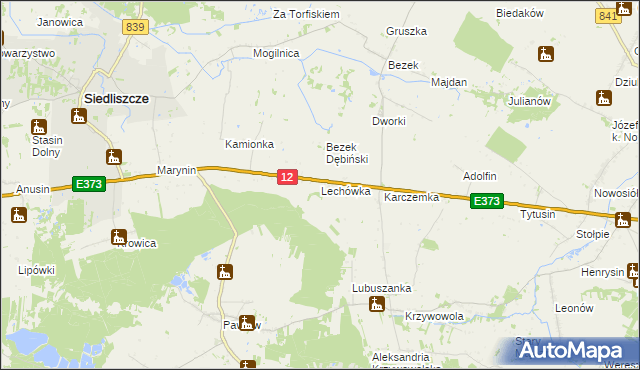 mapa Lechówka gmina Siedliszcze, Lechówka gmina Siedliszcze na mapie Targeo