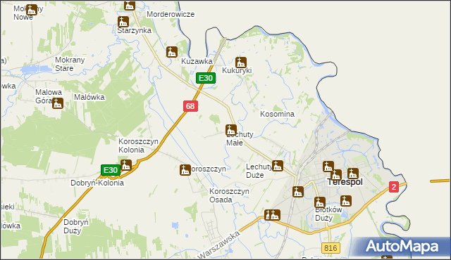 mapa Lechuty Małe, Lechuty Małe na mapie Targeo