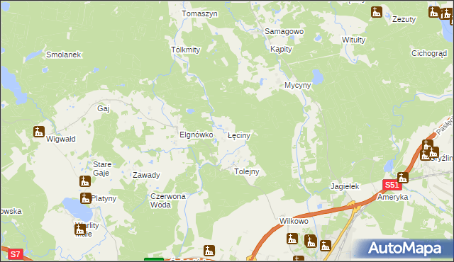 mapa Łęciny, Łęciny na mapie Targeo