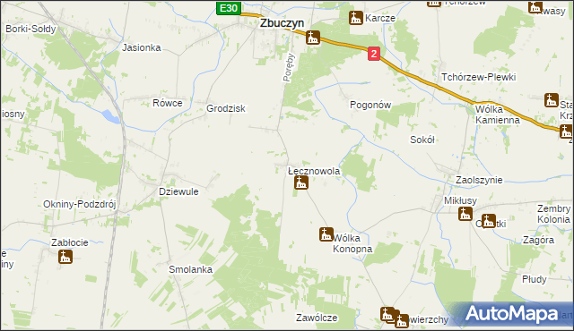 mapa Łęcznowola, Łęcznowola na mapie Targeo