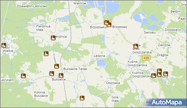 mapa Lędzina, Lędzina na mapie Targeo