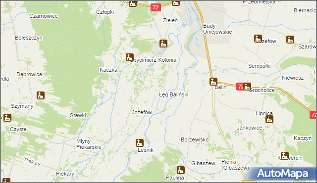 mapa Łęg Baliński, Łęg Baliński na mapie Targeo