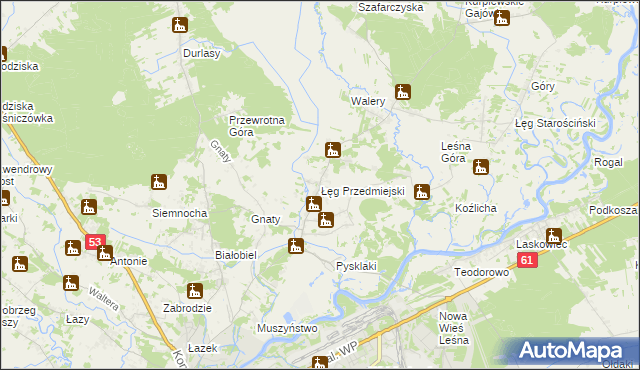 mapa Łęg Przedmiejski, Łęg Przedmiejski na mapie Targeo