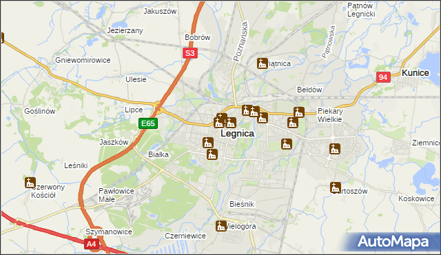 mapa Legnicy, Legnica na mapie Targeo