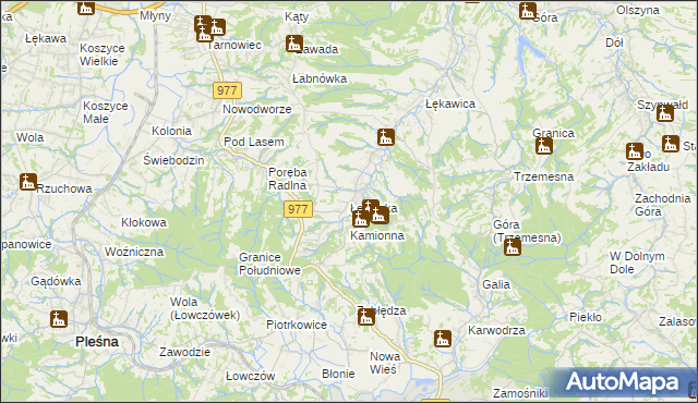 mapa Łękawka, Łękawka na mapie Targeo