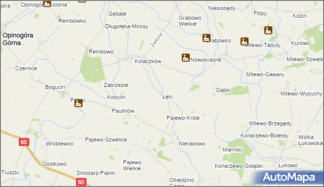 mapa Łęki gmina Opinogóra Górna, Łęki gmina Opinogóra Górna na mapie Targeo