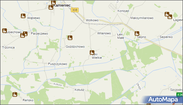 mapa Łęki Wielkie, Łęki Wielkie na mapie Targeo