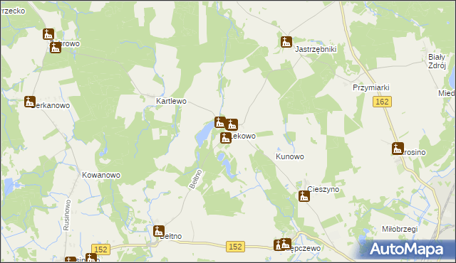 mapa Lekowo gmina Świdwin, Lekowo gmina Świdwin na mapie Targeo