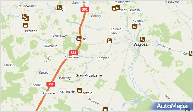 mapa Łempice gmina Wąsosz, Łempice gmina Wąsosz na mapie Targeo