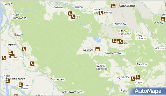 mapa Leonów gmina Maciejowice, Leonów gmina Maciejowice na mapie Targeo