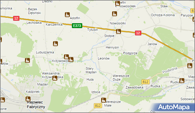 mapa Leonów gmina Rejowiec, Leonów gmina Rejowiec na mapie Targeo