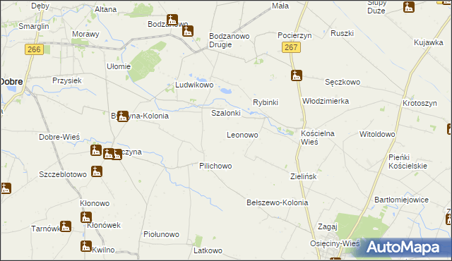mapa Leonowo gmina Osięciny, Leonowo gmina Osięciny na mapie Targeo