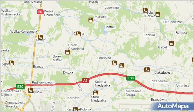 mapa Leontyna, Leontyna na mapie Targeo