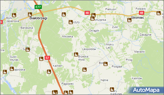 mapa Leopoldów gmina Białobrzegi, Leopoldów gmina Białobrzegi na mapie Targeo